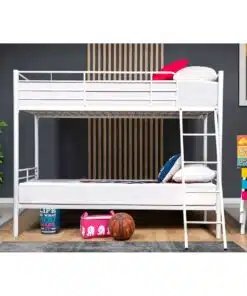 מיטת קומתיים מברזל בצבע לבן