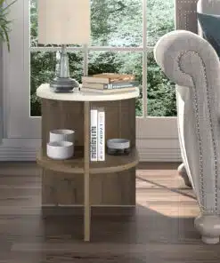 שולחן צד לסלון עם מדפים