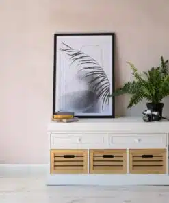 קמודה מגירות לבן משולב עץ