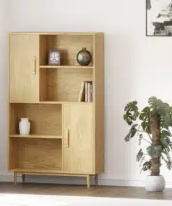 ארון ספרים בגוון עץ אלון