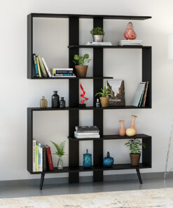 ארון ספרים מעוצב בצבע שחור