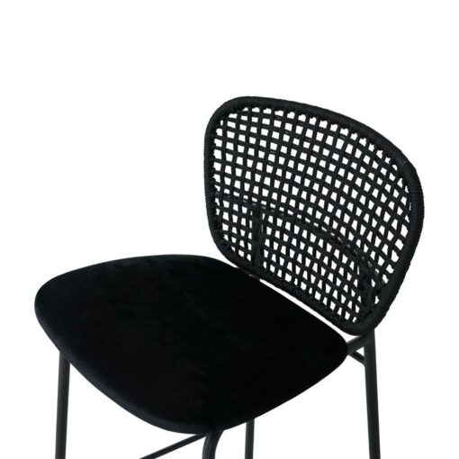 כסא בר למטבח גב רשת קטיפה שחור