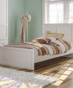 מיטת יחיד לבנה מעץ