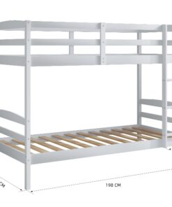 מיטת קומתיים מעץ בצבע לבן כולל מזרונים בזול
