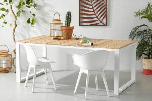 שולחן פינת אוכל רוחב 180 לבן משולב עץ