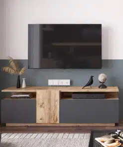 מזנון טלוויזיה 150 סמ רוחב אפור משולב עץ