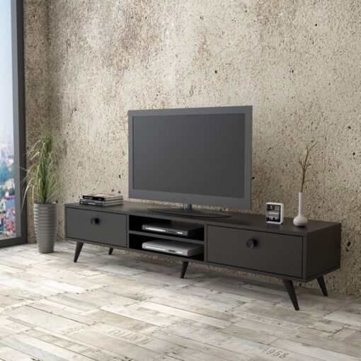 מזנון טלוויזיה לסלון בצבע שחור 170 סמ
