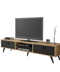 מזנון טלוויזיה לסלון עץ משולב שחור במבצע