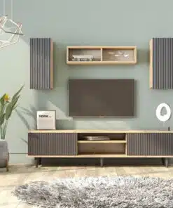 מזנון טלוויזיה מעוצב 170 סמ עם ארוניות אחסון