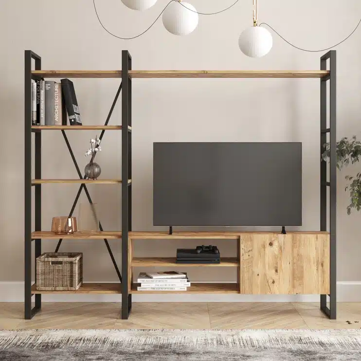 מזנון טלוויזיה מעוצב לסלון רוחב 208 - מזנון טלוויזיה לסלון עם מדפים - כל הרהיטים סטייל מאסטר רהיטים - רהיטים איכותיים לבית ולמשרד מזנון טלוויזיה מעוצב לסלון רוחב 208