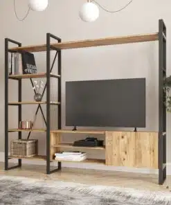 מזנון לסלון עם יחידת מדפים