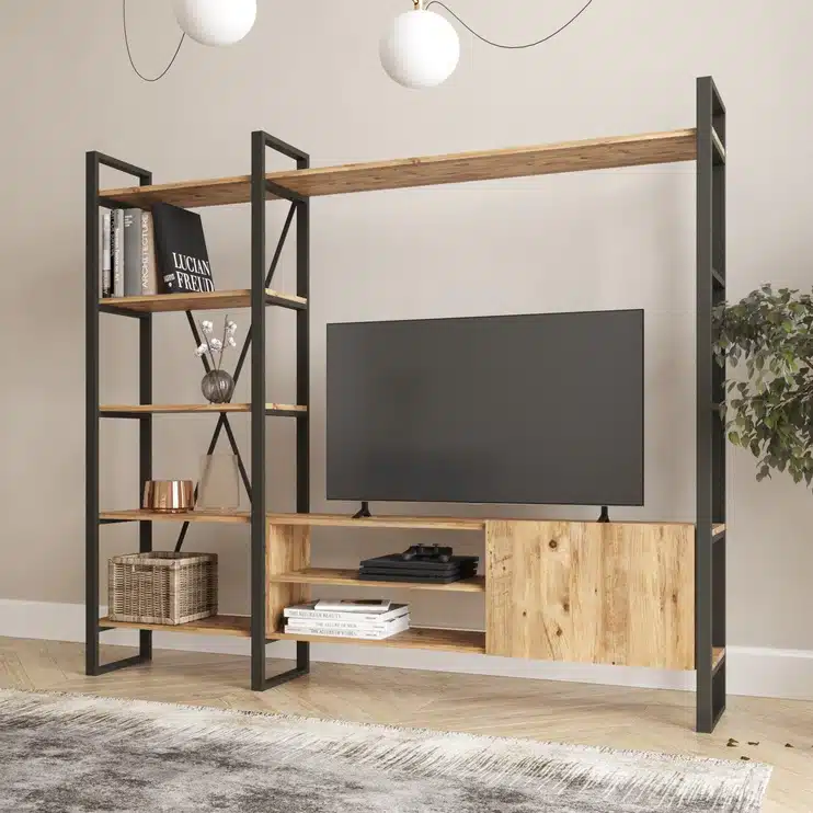 מזנון לסלון עם יחידת מדפים - מזנון טלוויזיה לסלון עם מדפים - כל הרהיטים סטייל מאסטר רהיטים - רהיטים איכותיים לבית ולמשרד מזנון לסלון עם יחידת מדפים