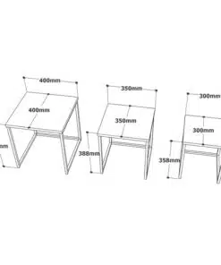 סט שולחנות בצבע זהב ודמוי אבן
