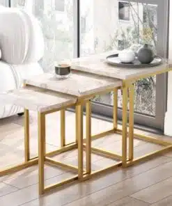 סט שולחנות צד דמוי אבן