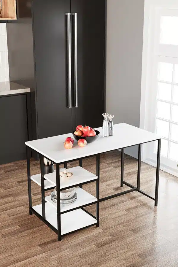 שולחן למטבח בזול - שולחן אי למטבח עם מדפים במבצע - כל הרהיטים שולחן למטבח בזול