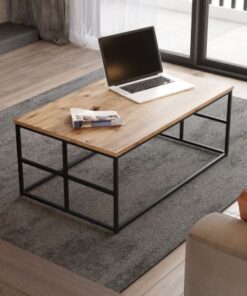 שולחן סלון מלבני מעוצב מתכת ועץ