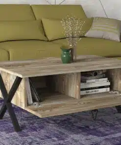 שולחן סלון עם אחסון ומזנון תואם