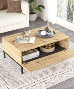 שולחן סלון קלאסי מעץ עם תא אחסון