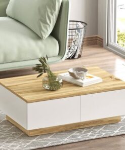 שולחן קפה לסלון בעיצוב קלאסי עץ משולב לבן