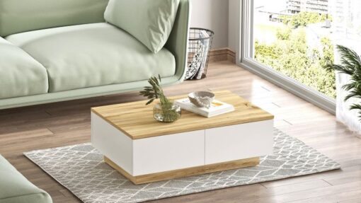 שולחן קפה לסלון בעיצוב קלאסי עץ משולב לבן
