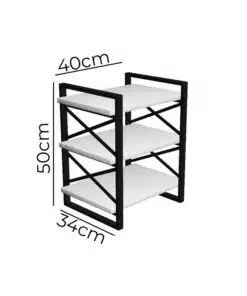 שידת צד פתוחה עם מדפים בלבן