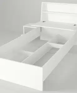 מיטת יחיד בצבע לבן