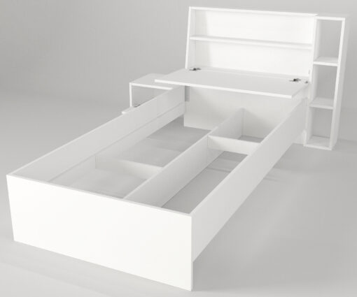 מיטת יחיד בצבע לבן