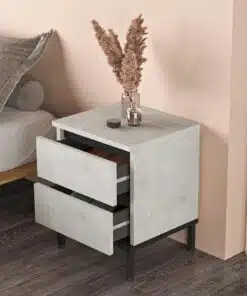 שידת צד מיטה בצבע אפור בטון