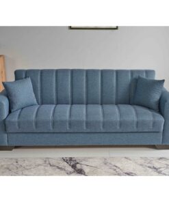 ספה תלת מושבית נפתחת למיטה בבד כחול