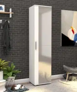 ארון מדפים לבן עם מראה