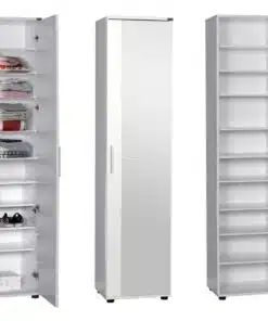 ארון מדפים לבן עם מראה