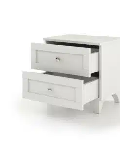 שידת לילה עם מגירות בצבע לבן