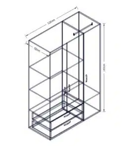 ארון בגדים לבן רוחב 120 עם מגירות