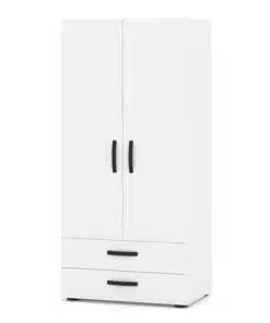 ארון בגדים לבן רוחב 80 עם מגירות