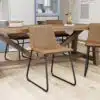 כיסא אוכל מעוצב במחיר משתלם דמוי עור כאמל