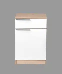 שידת צד בגוון עץ משולב לבן עם ארונית