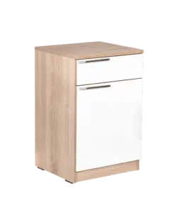 שידת צד בגוון עץ משולב לבן עם ארונית ברוחב 40 סמ