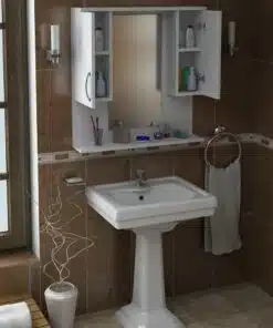 ארון אמבטיה תלוי עם מראה בצבע לבן