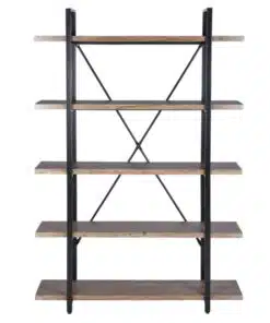 ארון ספרים מעוצב לסלון מעץ ומתכת