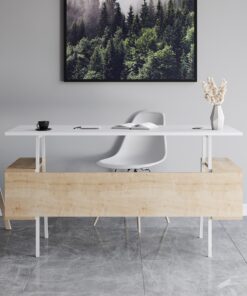 שולחן כתיבה מודרני אלון ולבן