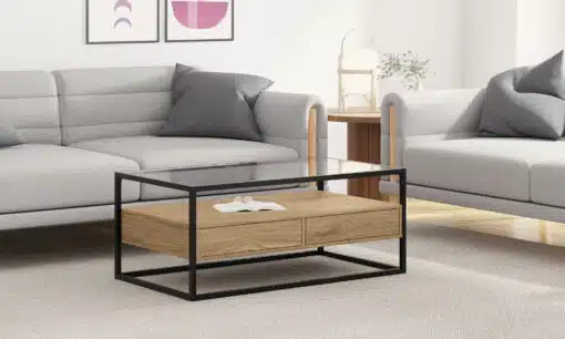 שולחן-סלון-מודרני-זכוכית-מגירות-לבן-רקע-נקי