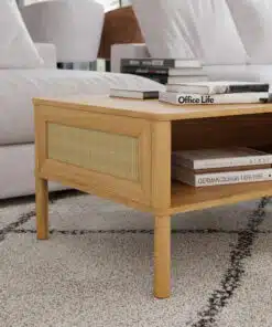 שולחן סלון מודרני מעץ וראטן