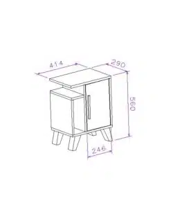 שידת צד לחדר שינה בצבע לבן עם ארונית