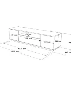 שרטוט טכני מפורט - מידות מדויקות של מזנון הטלוויזיה סטייל מאסטר