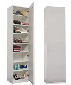 ארון שירות דלת לבן עם מדפים בצבע לבן
