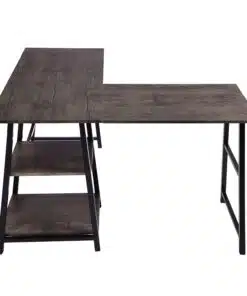 שולחן עבודה פינתי מעץ ומתכת