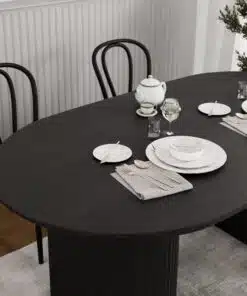 שולחן פינת אוכל אובלי שחור מעץ 160 סמ