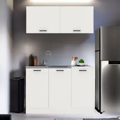 ארונות מטבח מוכנים מטר ועשרים עם ארונות קלאפה עליונים