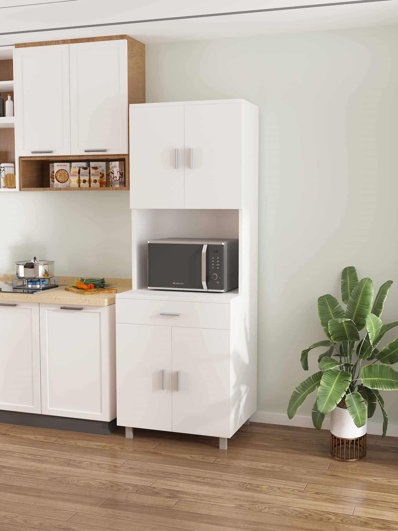 ארונית מקירוגל עם אחסון - ארון למטבח ושירות למיקרוגל גבוה - ארונות סטייל מאסטר רהיטים - רהיטים איכותיים לבית ולמשרד ארונית מקירוגל עם אחסון