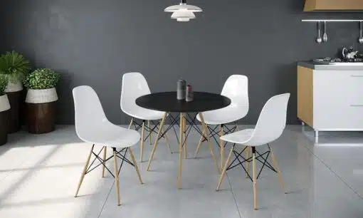 שולחן שחור עגול 100 סמ סטייל מאסטר
